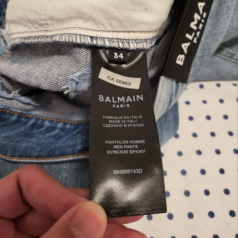 BALMAIN Slim Fit Ripped Jeans with Monogram Pattern - Picture 8 of 8